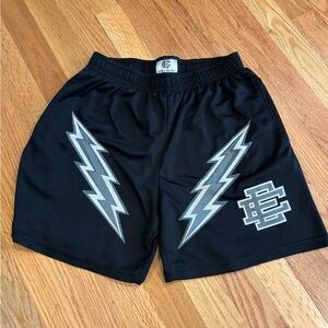 Eric Emmanuel Black Lightning Bolt Shorts